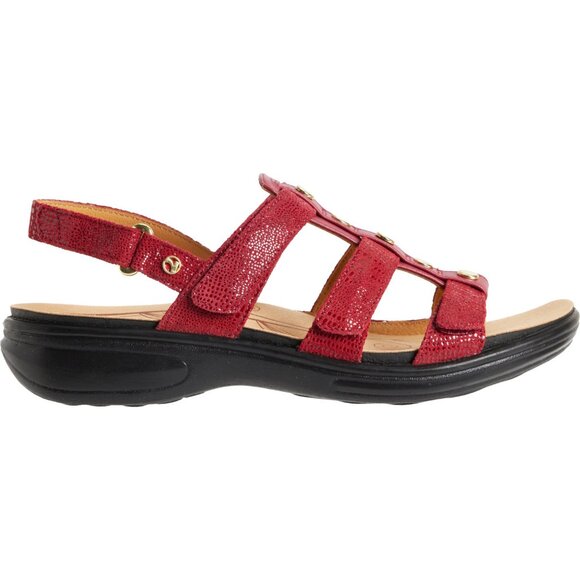 NEW REVERE Toledo Sandals - Leather, Wide Width For Women in Cherry Lizard 253 - Picture 1 of 6